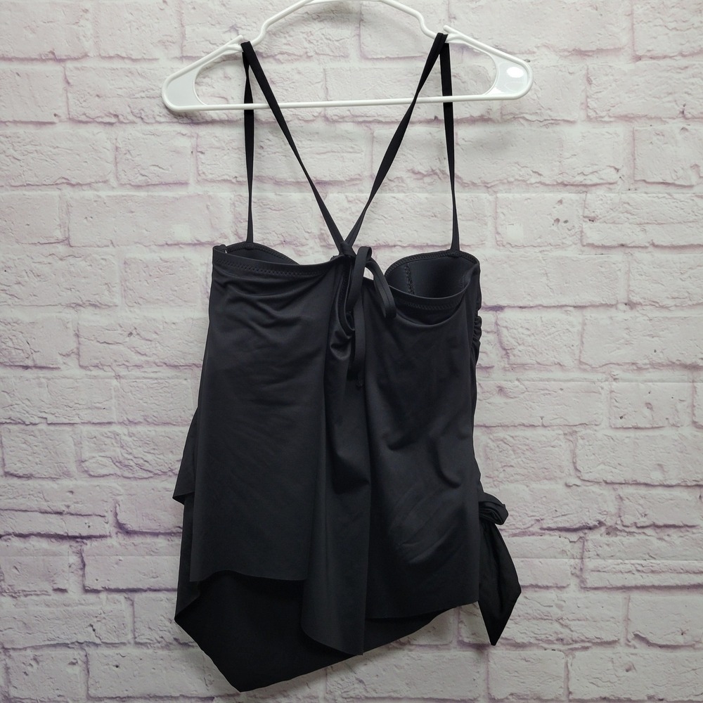 NEW Becca‎ Etc Rebecca Virtue Black Tankini Plus Size 1X Swimwear Top Side Tie - Picture 7 of 10